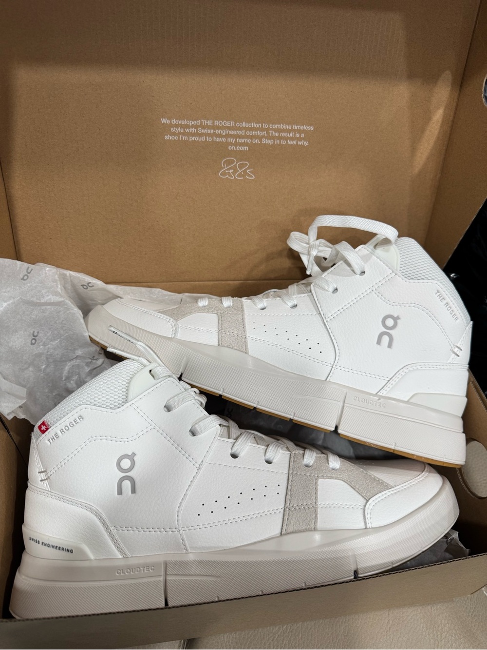 ON CLOUD The Roger (Federer) High-Top Sneakers in White SIZE 10 Women’s /Men’s 8